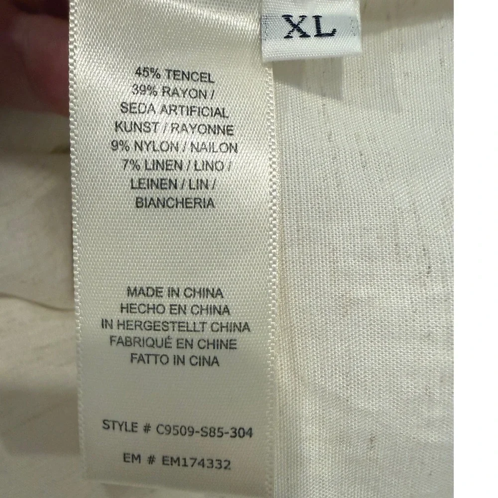 Cloth and Stone Cream Ivory Tie Front Ruffle Sleeveless Top XL NWT - Picture 8 of 8